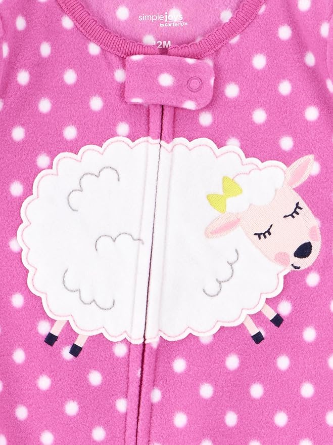 Simple Joys by Carter's Girls Loose-Fit Flame Resistant Fleece Footed Pajamas - Image 4
