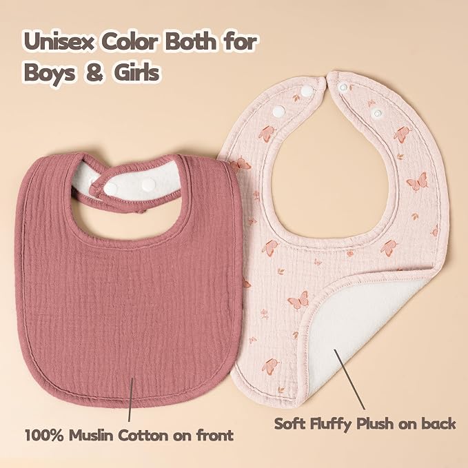 Susurration Muslin Baby Drool Bibs 6Pack Soft Square Adjustable Baby Bandana - Image 6