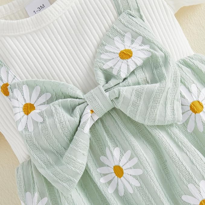 YINGISFITM Newborn Baby Girl Summer Clothes Short Sleeve Bubble Romper Bow - Image 7