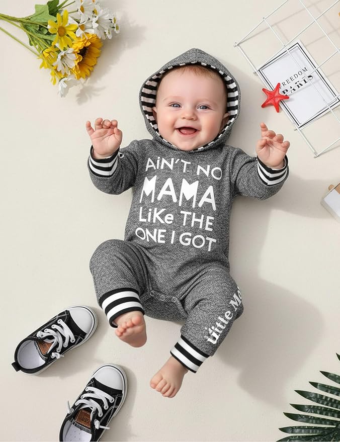 Fommy Newborn Baby Boy Clothes Plaid Letter Print Long Sleeve Hoodies + Long - Image 3