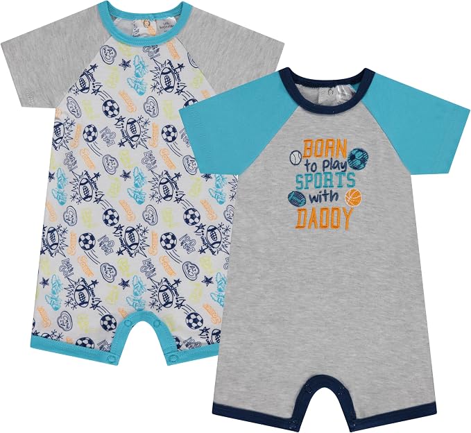 Cudlie 2-Pack Baby Boy Rompers – Soft Cotton, Everyday Comfort by Cudlie