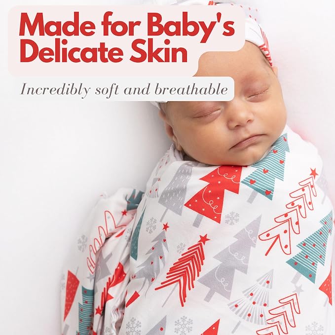 Newborn Swaddle Blanket Set, Headband and Beanie - Image 4
