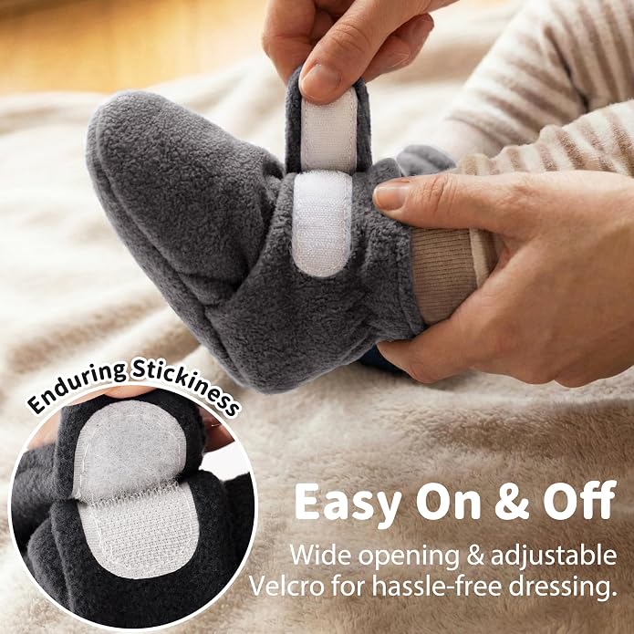 Bufims Baby Fleece Booties Newborn Unisex Booties Non-Slip Newborn Infant First - Image 5
