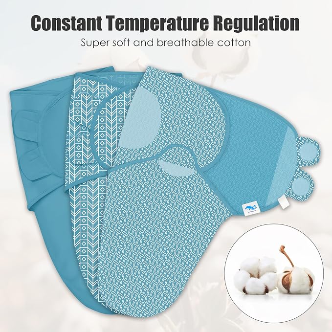 SWEET DOLPHIN 3-Pack Baby Swaddle Sleep Sacks - Image 2