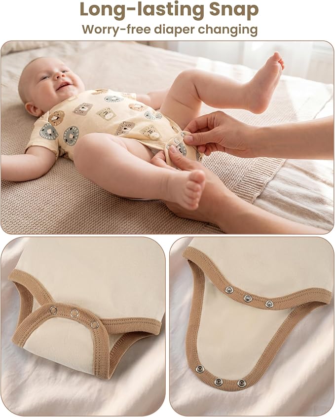 Baby Bodysuits Newborn 100% Cotton, Soft Short Sleeve Toddler Infant Cute Body - Image 6