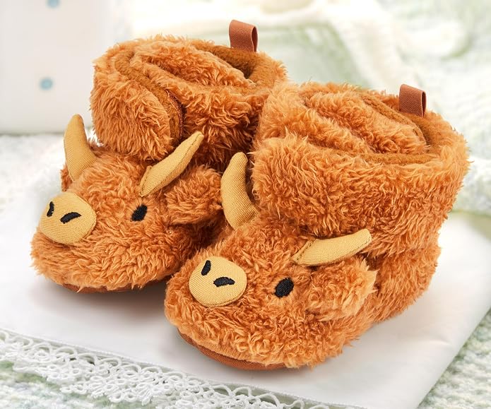 Highland Cow Baby Booties | Newborn Shoes, Infant Slippers, Unisex Styling - Image 3
