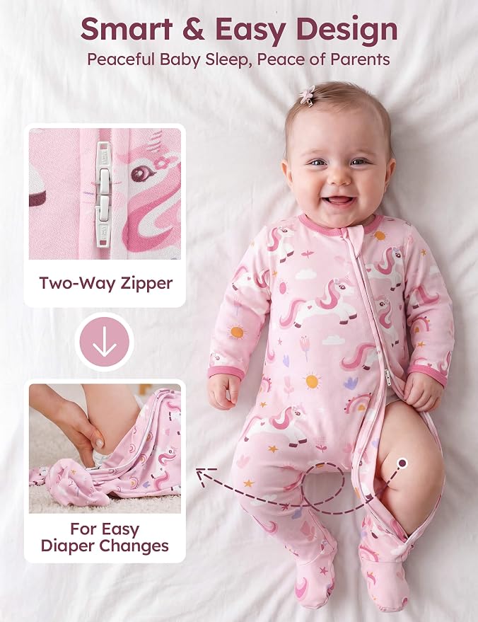 Unnivoll Baby Sleepers 100% Cotton Baby Pajamas Baby Boys Girls Clothes | - Image 3