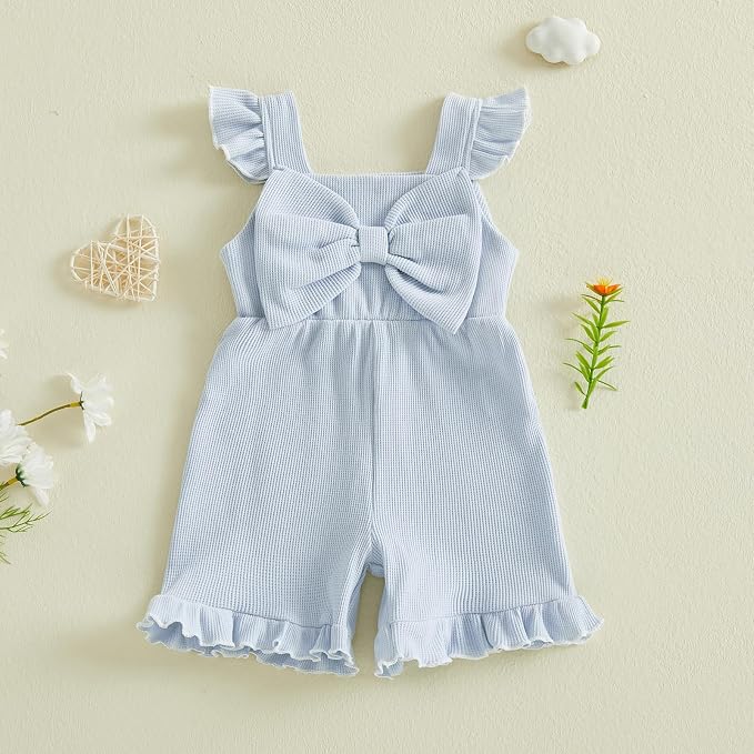 Little Girl Romper Toddler Overalls Summer Bow Jumpsuit Boho Outfit 6M-5T - Image 5