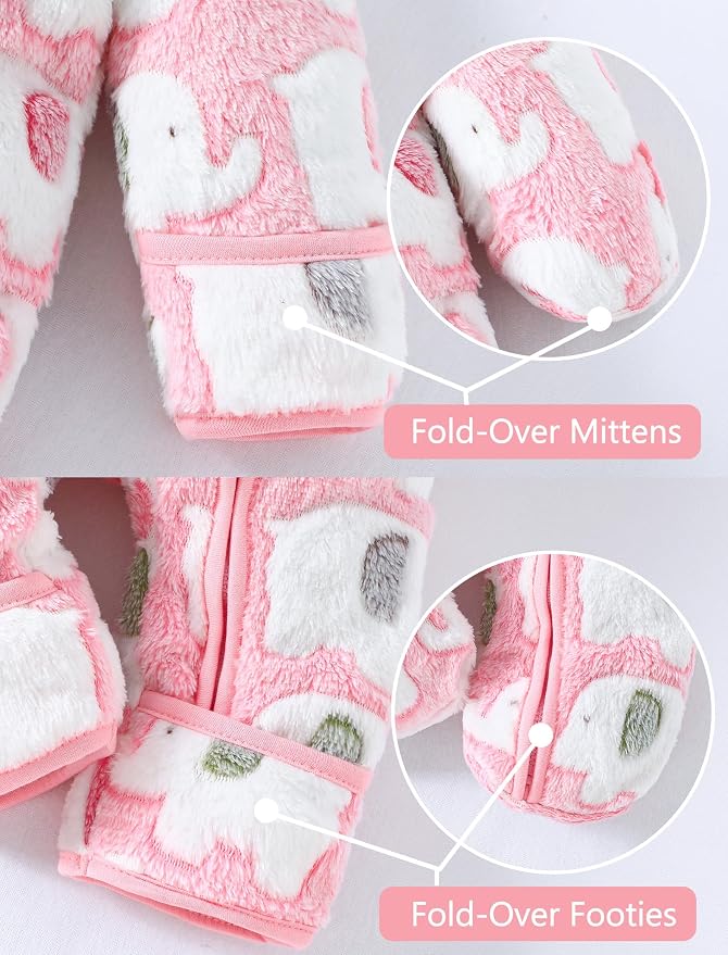 Jecson Baby Snowsuit Newborn Bear Hooded Fleece Outfit Baby Clothes 0M-12M - Image 3