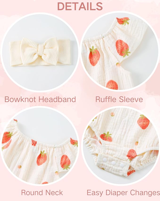 Renotemy Newborn Baby Girl Clothes Coming Home Summer Outfits Preemie-18M | - Image 5