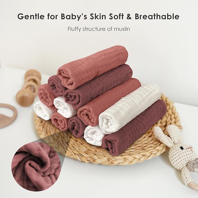 Sunny zzzZZ Baby Muslin Washcloths -100% Cotton Muslin Soft Baby Bath Wash - Image 4
