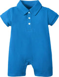 DEFAHN Baby Boy Polo Romper Short Sleeve Collared One-Piece Outfit 0-24M by DEFAHN