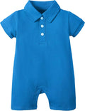 DEFAHN Baby Boy Polo Romper Short Sleeve Collared One-Piece Outfit 0-24M by DEFAHN