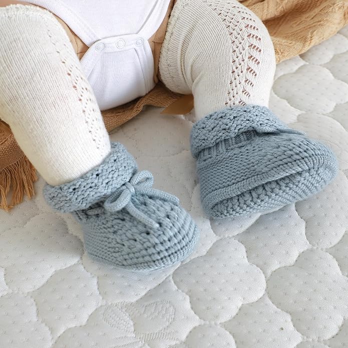 Baby Booties 100% Cotton Knitted Newborn First Cozy Warm Crib Shoes - Image 2