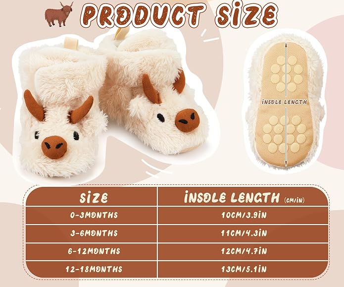 Highland Cow Baby Booties | Newborn Shoes, Infant Slippers, Unisex Styling - Image 4