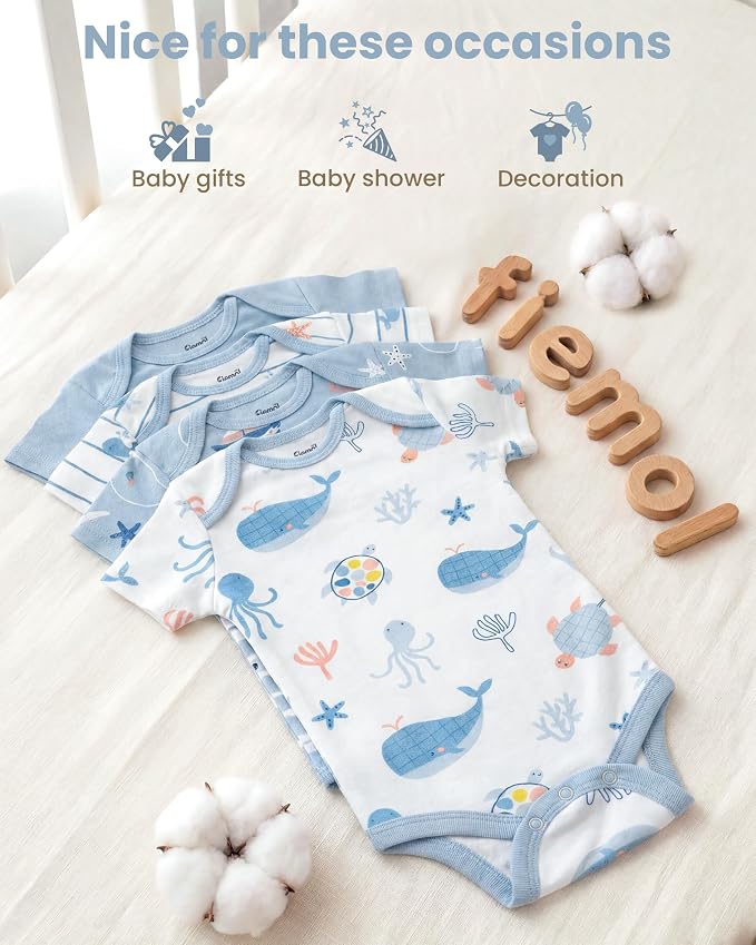 Baby Bodysuits Newborn 100% Cotton, Soft Short Sleeve Toddler Infant Cute Body - Image 7
