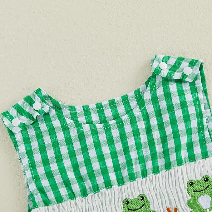 Newborn Baby Boys Sleeveless Seersucker Romper One Piece Straps Overalls - Image 4