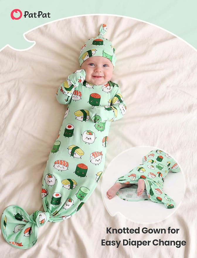 PATPAT Baby Sleeper Gown with Hat - Image 4