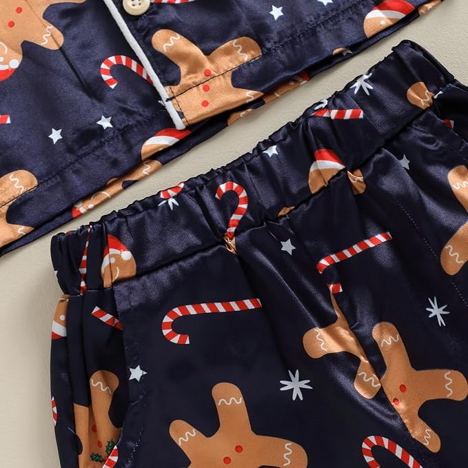 Kids Baby Girl Boy Satin Pajamas Set Button Down Sleep Shirt Top+Long Pants - Image 5