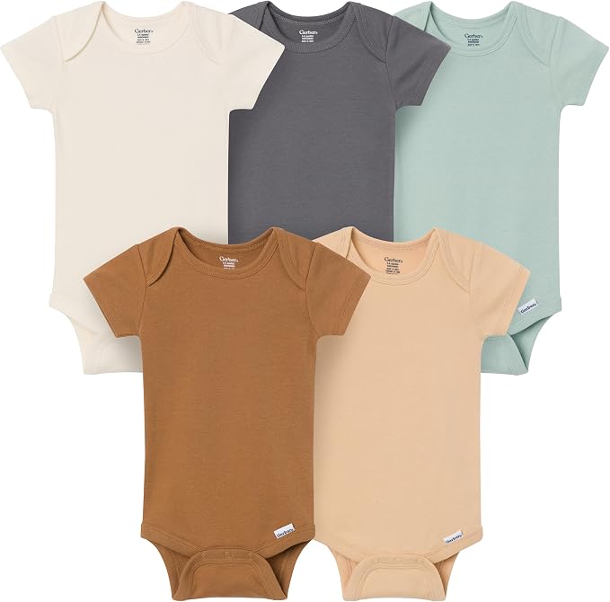 Gerber Baby Boys & Girls 5-Pack Solid Onesies Bodysuits by Gerber