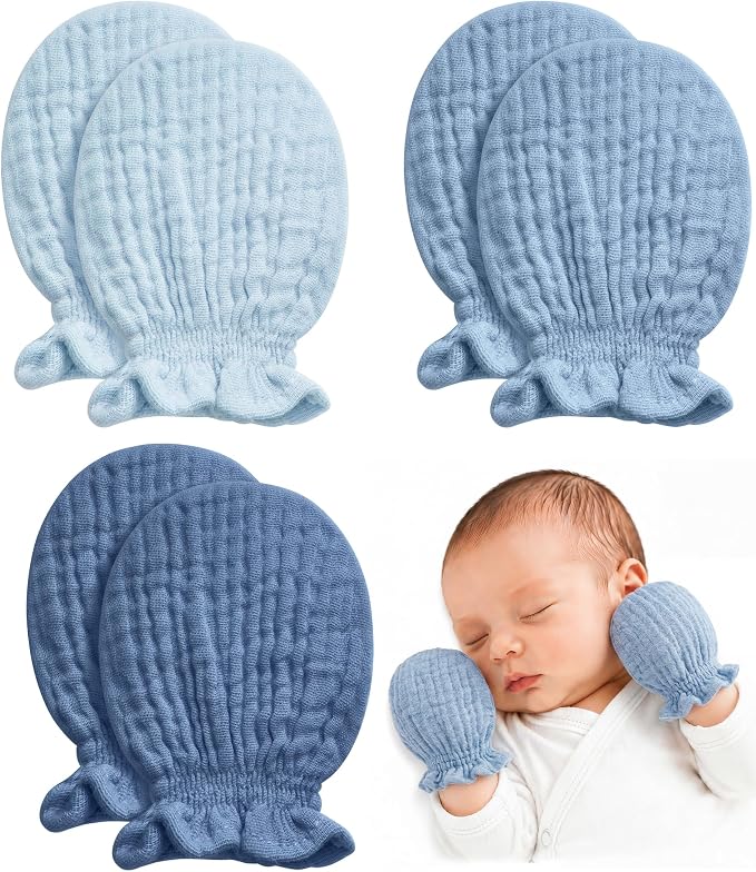 Pro Goleem Muslin Baby Mittens for Newborn, 100% Cotton No Scratch Soft by ProGoleem