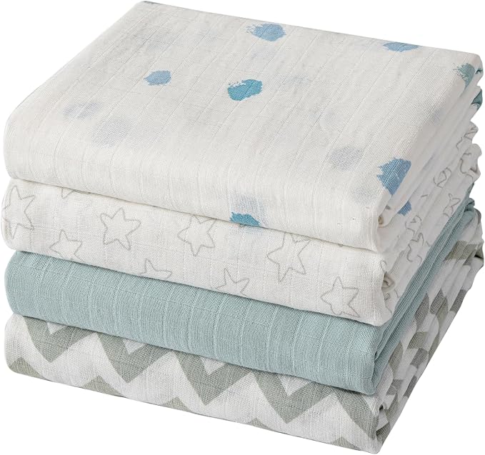 POMISO Muslin Swaddle Blankets for Boys & Girls, Newborn Receiving Blankets by POMISO