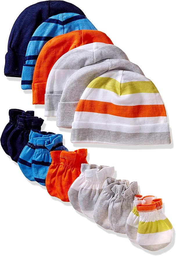 Onesies Brand Baby 12 Piece Cap and Mitten Set | Six cotton caps and six mitten by OnesiesBrand