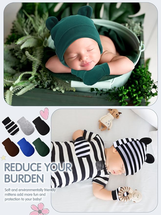 Geyoga 12 Pcs Baby Hat | Newborn Hats Mittens - Image 6