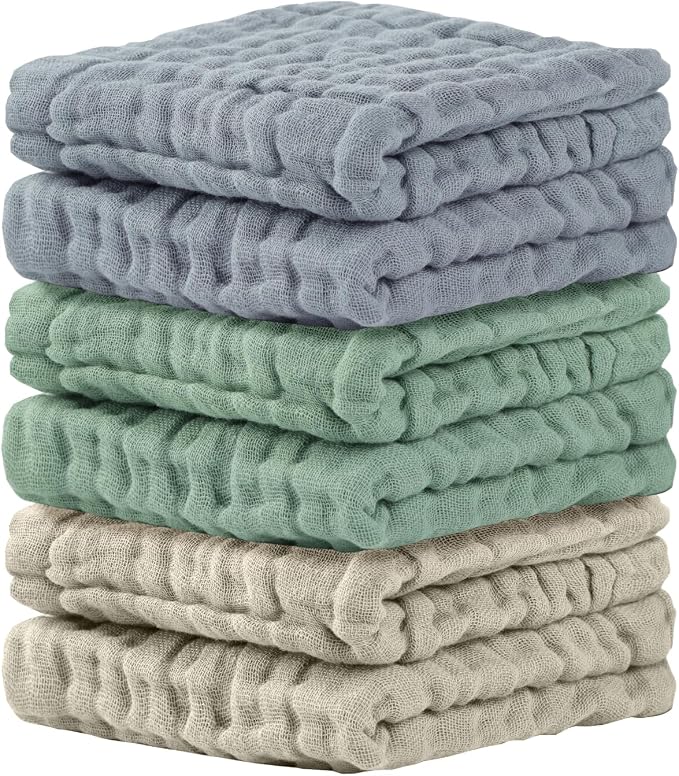 Cuddle Campus Baby Washcloths 6 Packs, Muslin Washcloths Baby, Cotton Burp by CuddleCampus