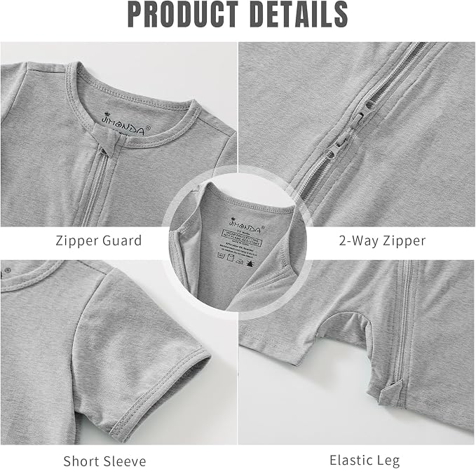 Jimonda Baby Rompers Cotton Boys Girls Short Sleeve Sleepers Pajamas Pjs | Two - Image 5