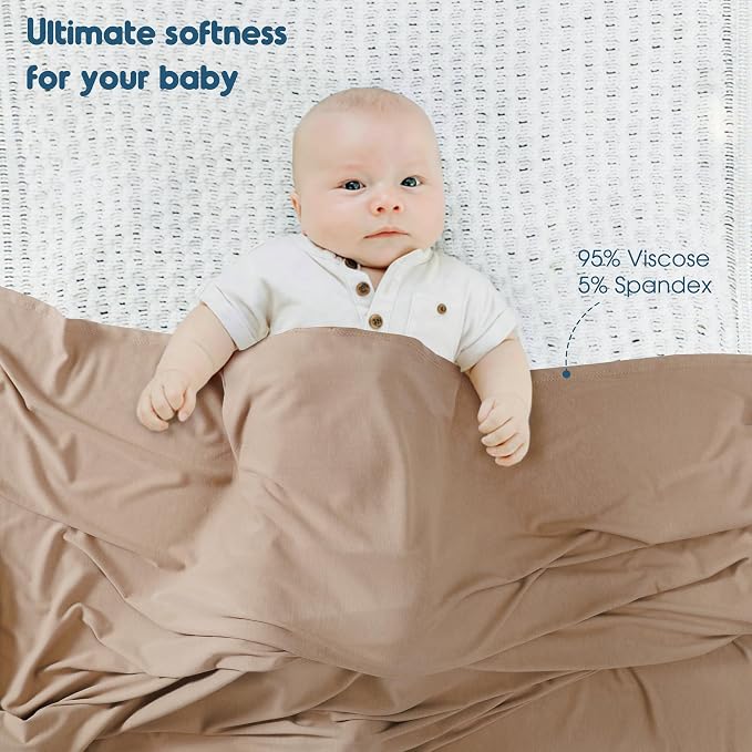 3 Pack Newborn Swaddle Blanket, Ultra Soft Stretchy Jersey Knit Extra Large - Image 6