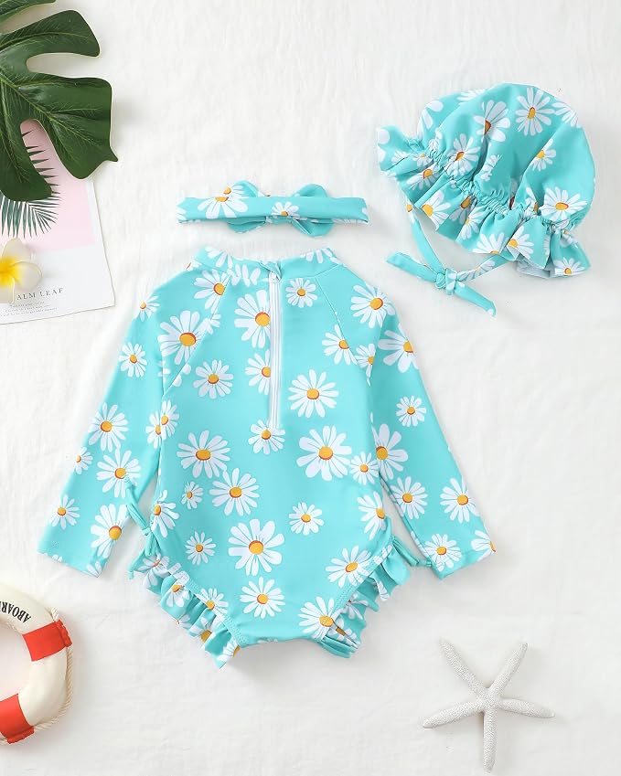 Renotemy Baby Swimsuit Girls One-Piece Swimwear Baby Beach Essentials 3M-3T - Image 3