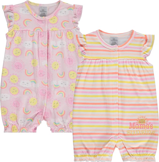 Cudlie 2-Pack Baby Girl Rompers – Soft Cotton, Everyday Comfort by Cudlie