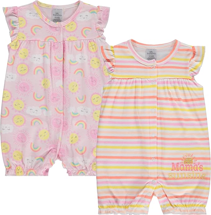 Cudlie 2-Pack Baby Girl Rompers – Soft Cotton, Everyday Comfort by Cudlie
