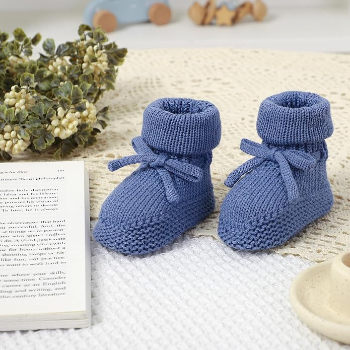 Hadetoto Newborn Baby Booties Cotton Knit Shoes | Soft, First Walkers, - Image 5