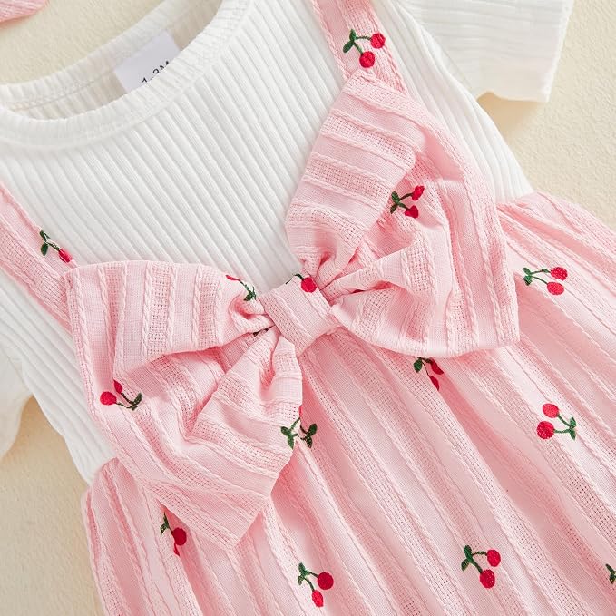 YINGISFITM Newborn Baby Girl Summer Clothes Short Sleeve Bubble Romper Bow - Image 8
