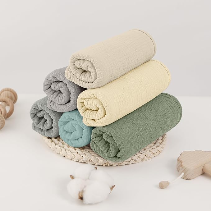 Bearmoss Muslin Burp Cloths, 100% Cotton Baby Burping Clothes, Large Extra Soft - Image 6