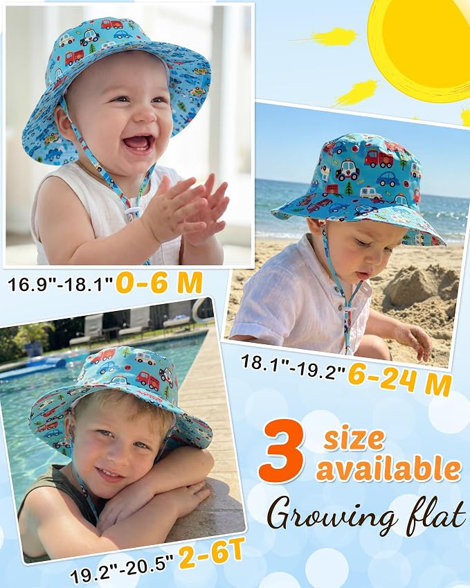 Baby Sun Hat Kids Summer Sun Protection Toddler Bucket Hat Wide Brim Adjustable - Image 4