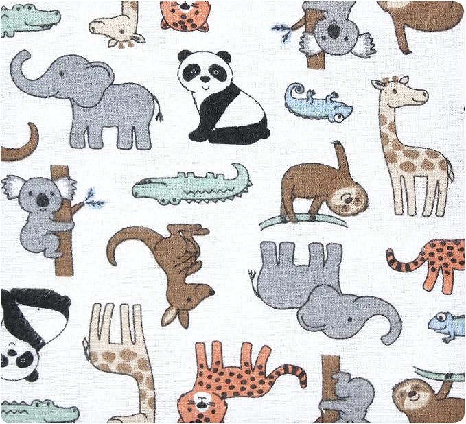 Hudson Baby Unisex Baby Cotton Flannel Receiving Blankets Bundle, Zoo Animals - Image 3