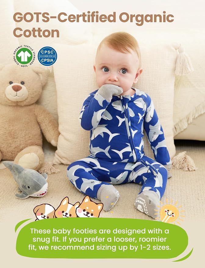 PATPAT Organic Cotton Baby Footie Pajamas - Image 2