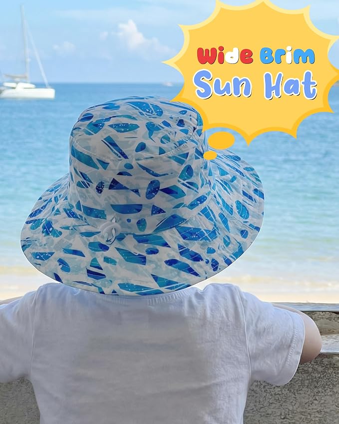 Baby Sun Hat Kids Summer Sun Protection Toddler Bucket Hat Wide Brim Adjustable - Image 6