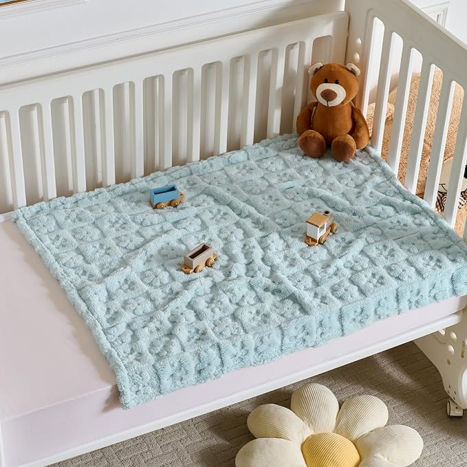 5 Pcs Baby Blanket Flower Checkerboard Ultra Soft Gift-Ready Plush - Image 7