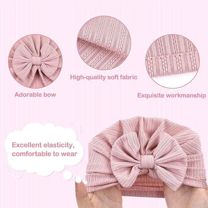 Cinaci 4 Pieces Baby Girls Turban Hats - Image 3