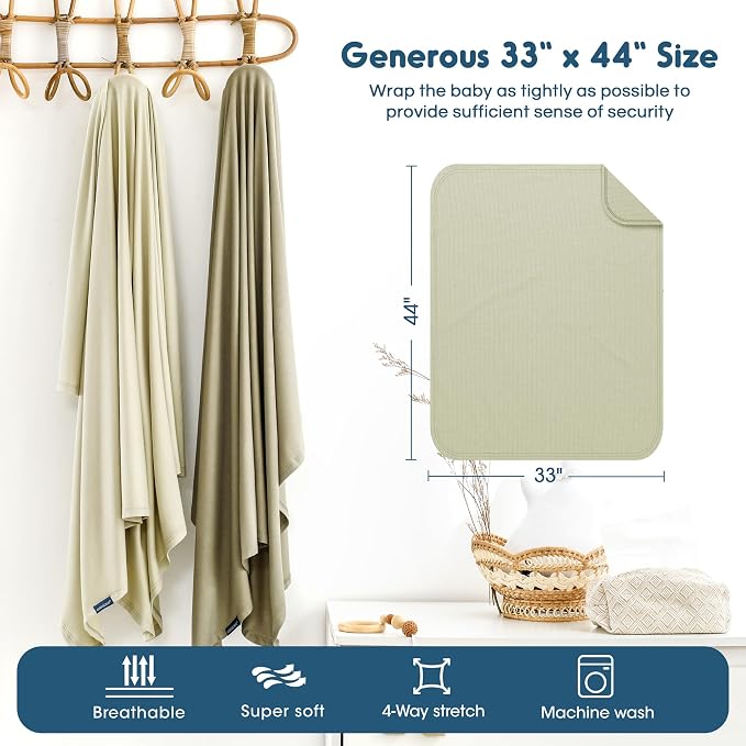 2 Pack Newborn Swaddle Blanket, Ultra Soft Stretchy Jersey Knit Extra Large - Image 3