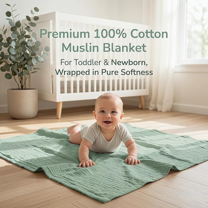 3 Pack Muslin Swaddle Blankets, 100% Cotton Receiving Blankets | 38" x 40" Size - Image 5