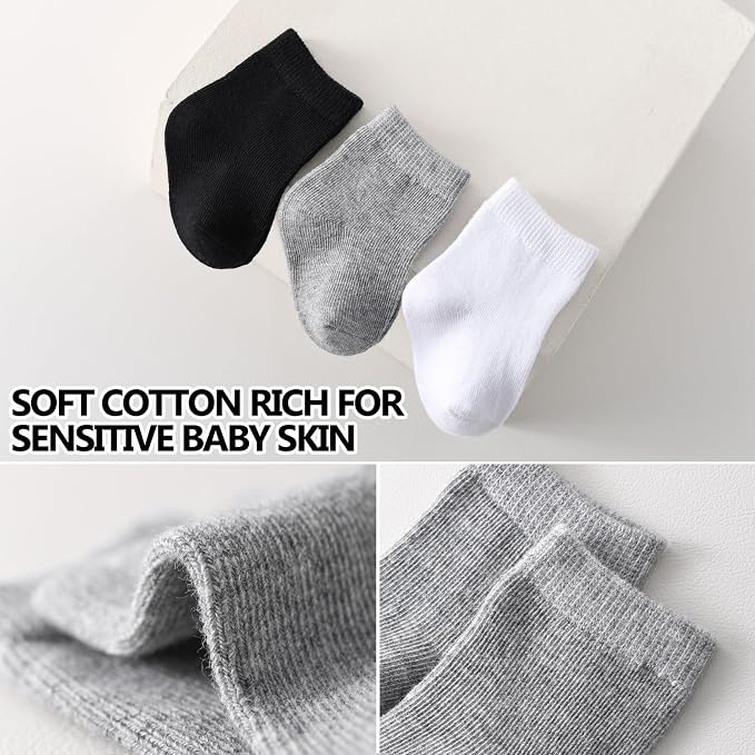 Baby Crew Socks, Cotton Rich Newborn Fit 0–3/3–6/6–12 Months - Image 5