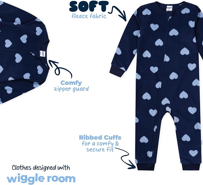 Gerber Baby & Toddler Girls Loose Fit Fleece Footless Pajamas 3-Pack - Image 5