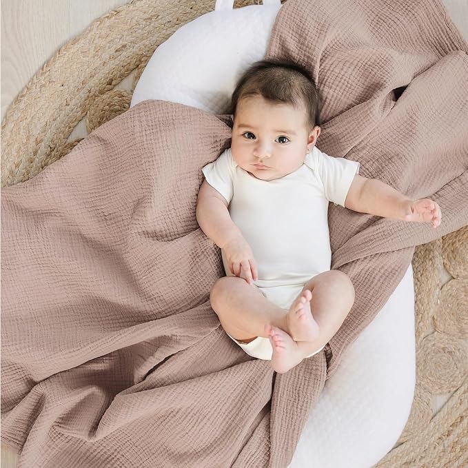 Konssy 3-Pack Muslin Baby Swaddle Blankets, 47 x 47 in Receiving Blankets | - Image 3
