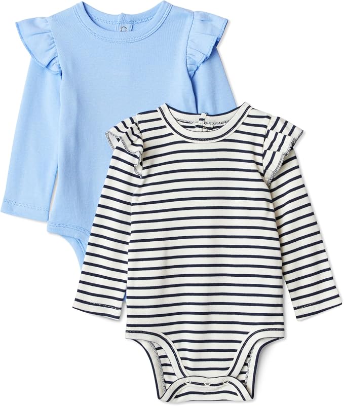 Amazon Essentials Baby Girls' Long-Sleeved Ruffle Bodysuits by AmazonEssentials