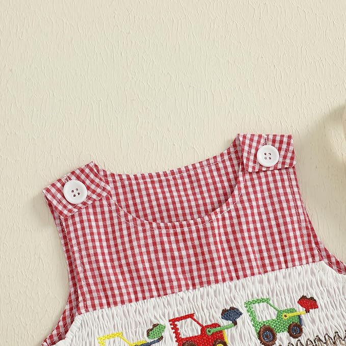 Newborn Baby Boys Sleeveless Seersucker Romper One Piece Straps Overalls - Image 4